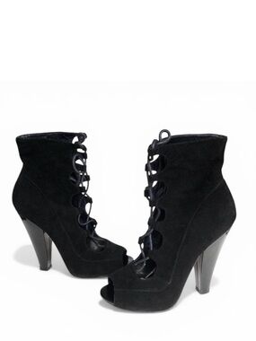 Bebe Renee Black Suede Booties